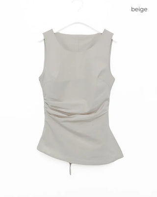 Shirred sleeveless blouse