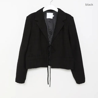 Ribbon Collar Cropped Jacket