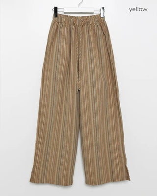 Slit Multi-Stripe Wide Easy Pants