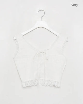 Lace hem cropped sleeveless bustier