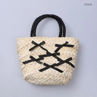 Ribbon Rattan Tote Bag