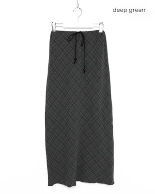 Checkered maxi skirt with drawstring waist
