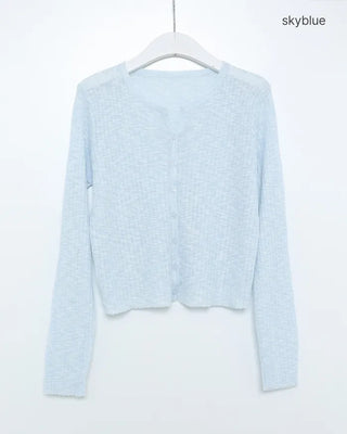 Ribbed sheer knit cardigan