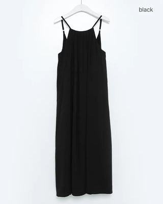 Pintuck Halter Neck Long Dress