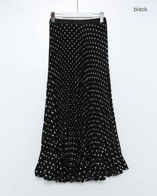 Dot Point Pleated Long Skirt