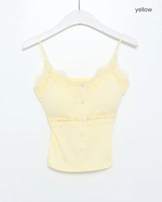 Lace button sleeveless top