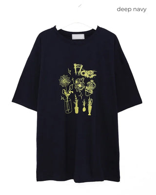 Flower Print Half-Sleeve T-Shirt