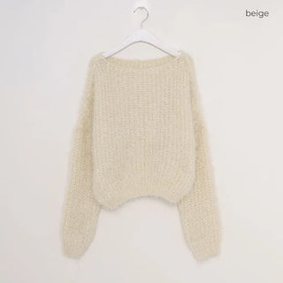 Fluffy Boat Neck Knit