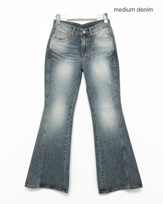 Unique outseam bootcut denim pants