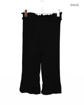 Summer ribbed frill hem capri pants