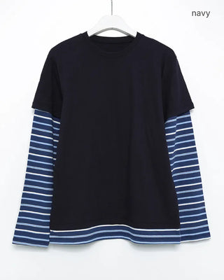 Mixed Border Layered Long T-Shirt