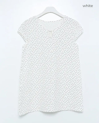 Teardrop neck gauze quilted tunic