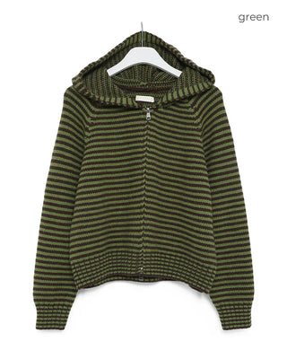 Striped knit zip-up