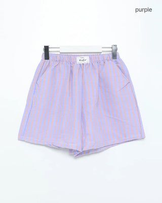 Elastic waist striped shorts