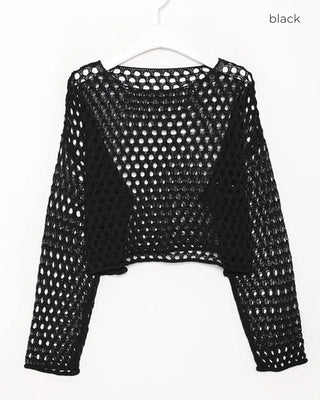 Net-knit cropped sweater