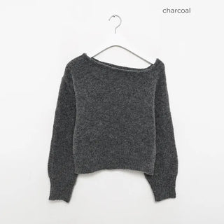 Unique off-shoulder wool knit