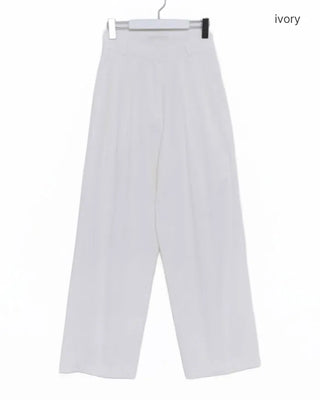 Two-pleat cotton wide-leg pants