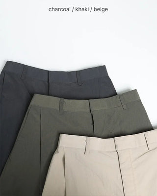 Pintuck nylon curved pants