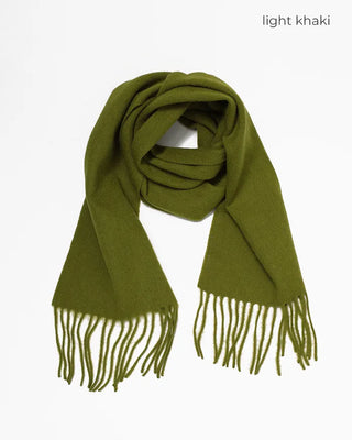Simple fringe wool knit scarf