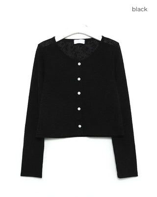 Simple round neck button cardigan