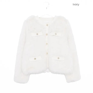 Gold button fur jacket