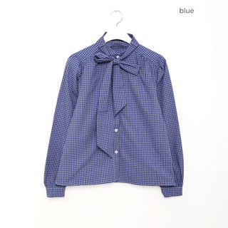 High-neck tie blouse
