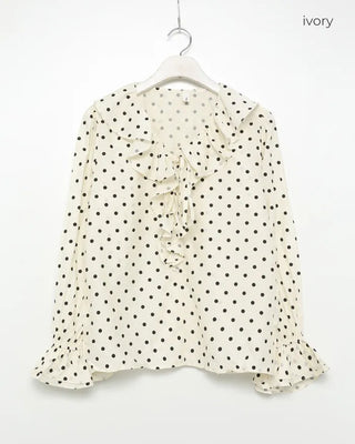 Polka dot frill blouse
