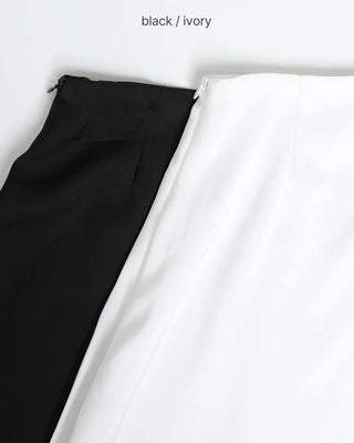 Center Yoke Asymmetrical Satin Skirt