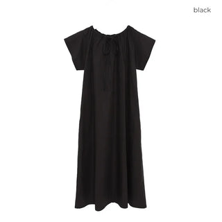 Ribbon Shirring Long Dress