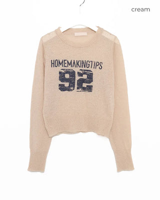 92 Damaged Print Semi-Cropped Sheer Knit