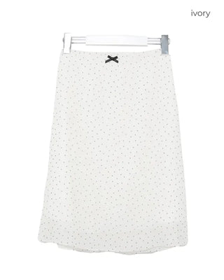 Ribbon polka dot midi skirt