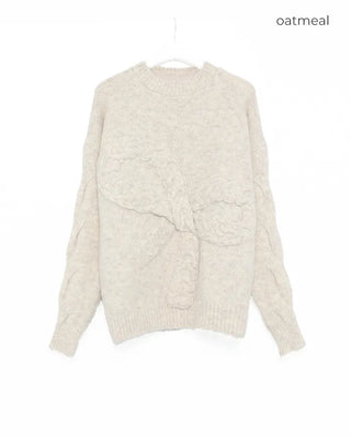 Big ribbon detail long-sleeved knit