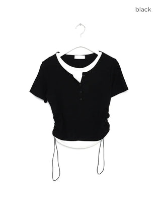 Layered Henley Neck T-Shirt