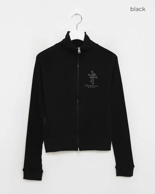 High-neck gothic double-zip hoodie