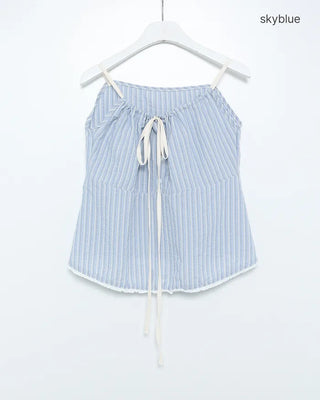 Two-tone striped gathered camisole