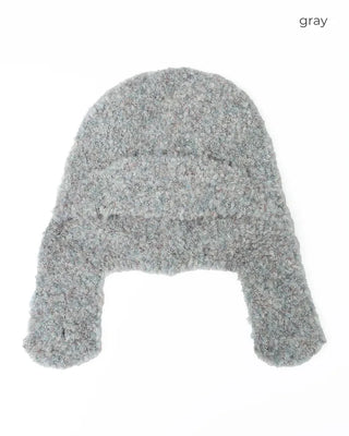 Knit hat with button ear flaps