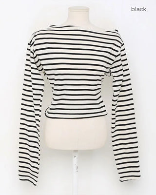 Boat neck long-sleeve T-shirt