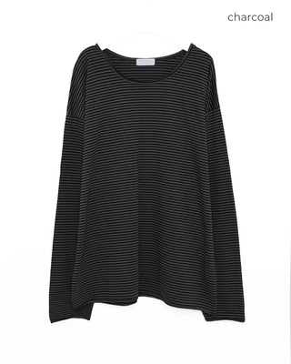 Striped round long-sleeved T-shirt
