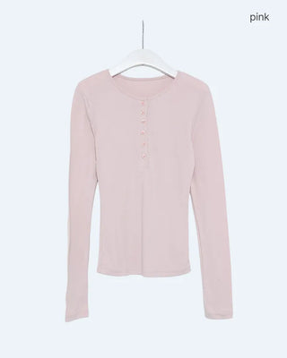 Henley Neck Button Long Sleeve Shirt