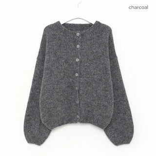 Loose-fitting button-up wool cardigan