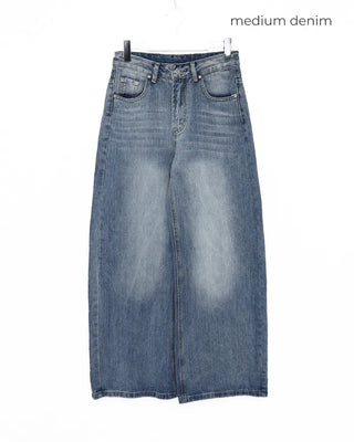 (Unisex) Vintage Washed Wide Denim Pants