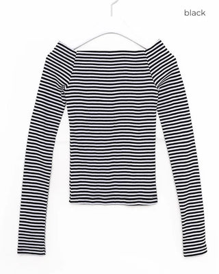 Striped off-shoulder top