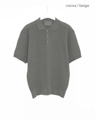 Linen color short-sleeved knit