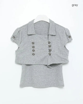 Button motif T-shirt
