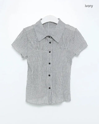 Slim-fit check short-sleeve shirt