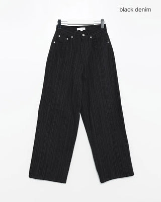Striped wide-leg denim pants