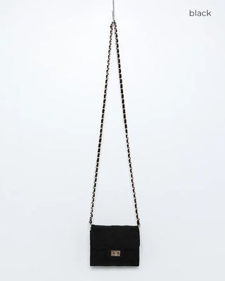 Suede quilted mini chain bag