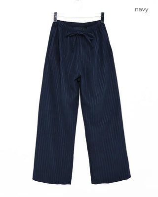 Striped wide-leg elastic waist pants