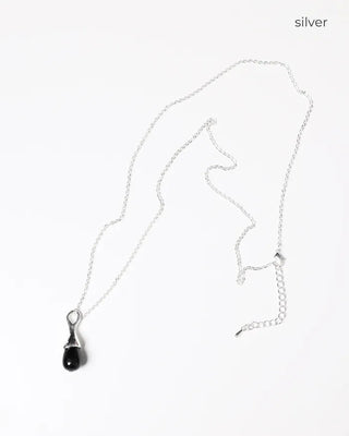 Black Mushroom Charm Long Necklace