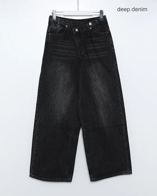 Wrap Point Wash Wide Denim Pants